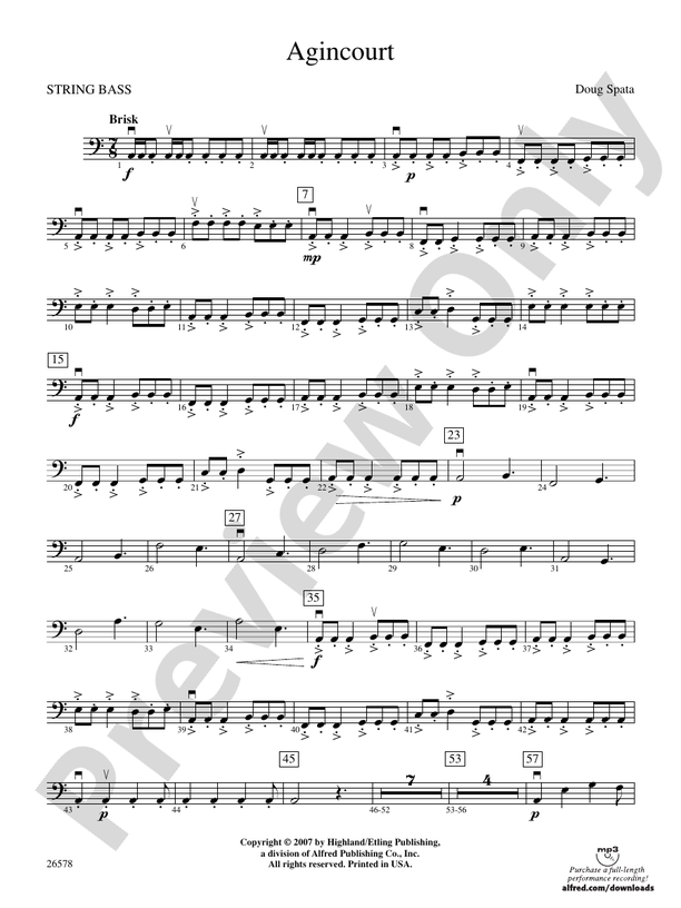 Agincourt: String Bass: String Bass Part - Digital Sheet Agincourt: String Bass: String Bass Part - Digital Sheet