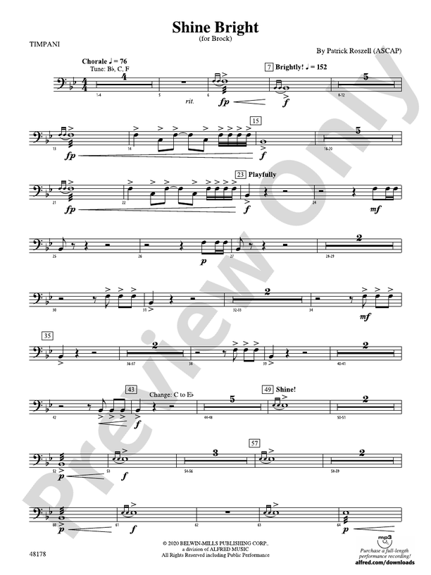 Shine Bright Timpani Timpani Part Digital Sheet Music Download