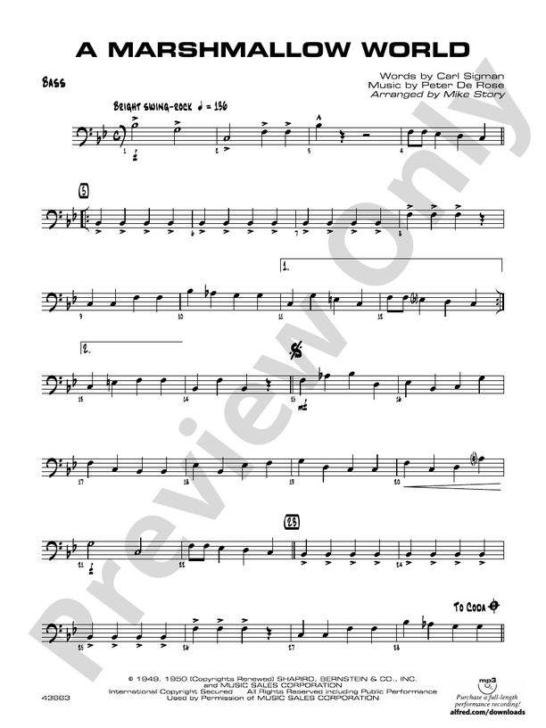 A Marshmallow World String Bass String Bass Part Digital Sheet