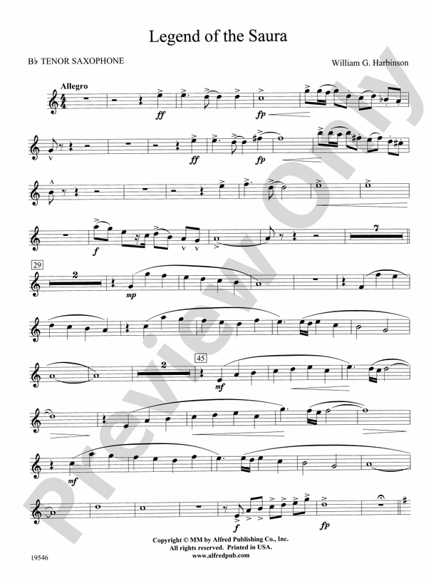 Legend of the Saura Bflat Tenor Saxophone Bflat Tenor Saxophone