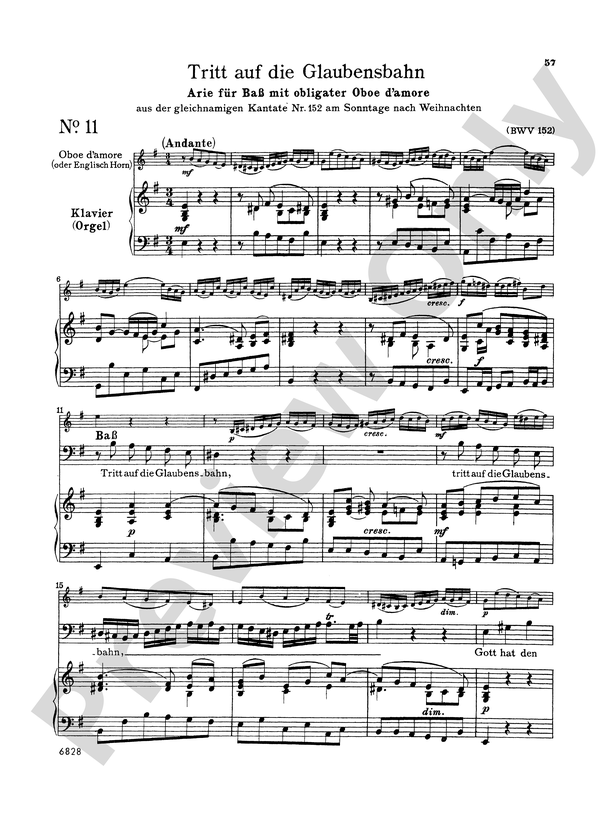 from　(German):　Digital　Glaubensbahn　Part　Arias　Cantatas　die　Bach:　Tritt　auf　11.　Music　12　Bass　Sheet　Church　Download