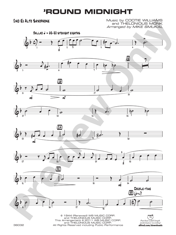 'Round Midnight: 2nd E-flat Alto Saxophone