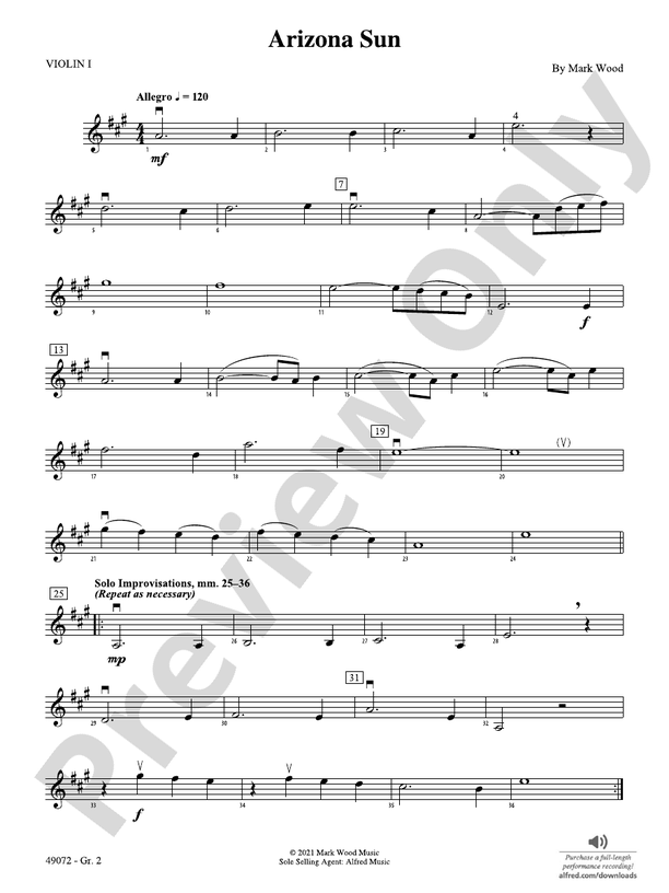 Arizona Sun Violin 1 Grade 2 Violin 1 Grade 2 Part Digital
