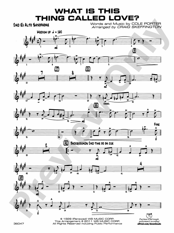 What Is This Thing Called Love? 2nd Eflat Alto Saxophone 2nd Eflat Alto Saxophone Part