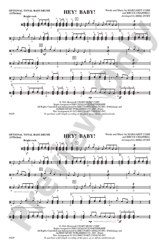 Hey! Baby! (From Dirty Dancing): Tonal Bass Drum: Tonal Bass Drum.