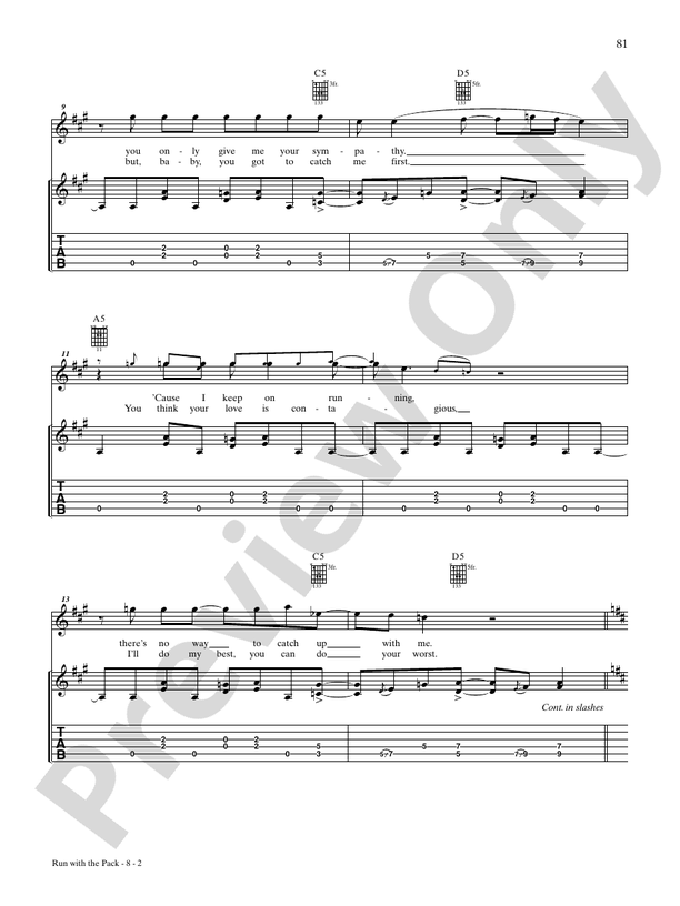 Run with the pack guitar bad company digital sheet music download