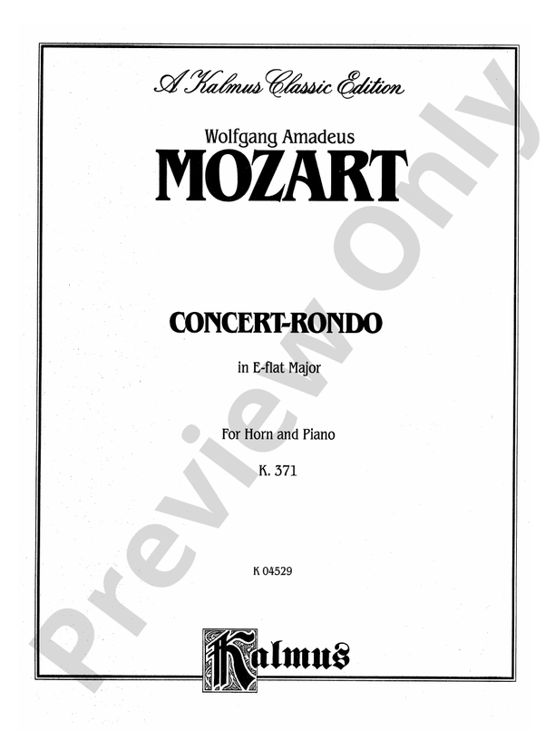 Mozart ConcertRondo in E flat Major, K. 371 ConcertRondo in E flat
