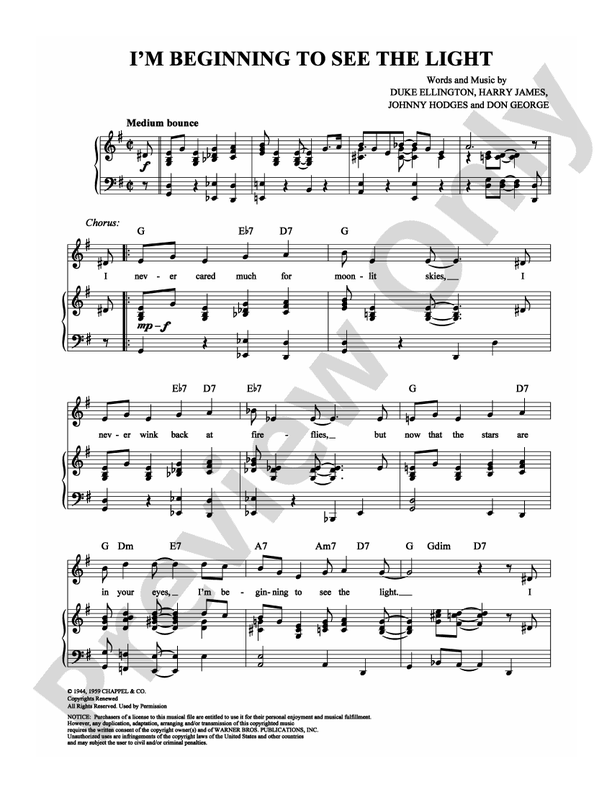 I'm Beginning to See the Light: Piano/Vocal/Chords: Duke Ellington ...