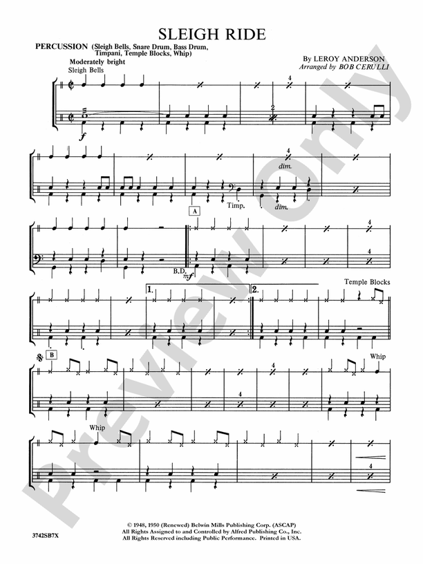 Sleigh Ride: 1st Percussion