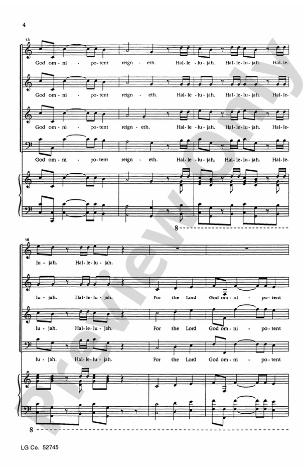 Hallelujah Chorus Key Of C Satb Choral Octavo George Frideric Handel Digital Sheet Music