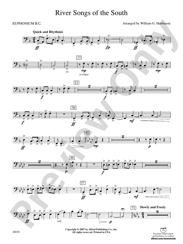 River Songs of the South: Baritone B.C.: Baritone B.C. Part - Digital Sheet  Music Download