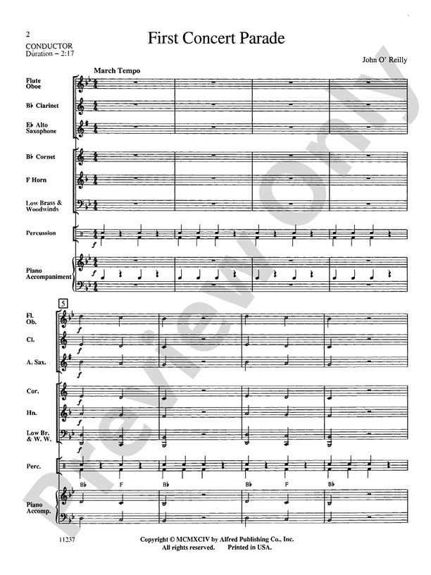 First Concert Parade Score Concert Band Score Digital Sheet Music