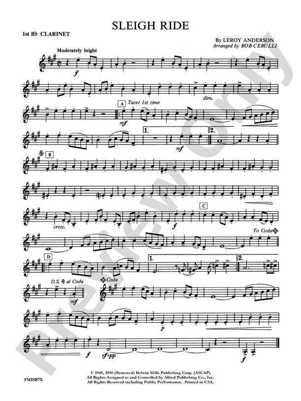 Sleigh Ride: 1st B-flat Clarinet