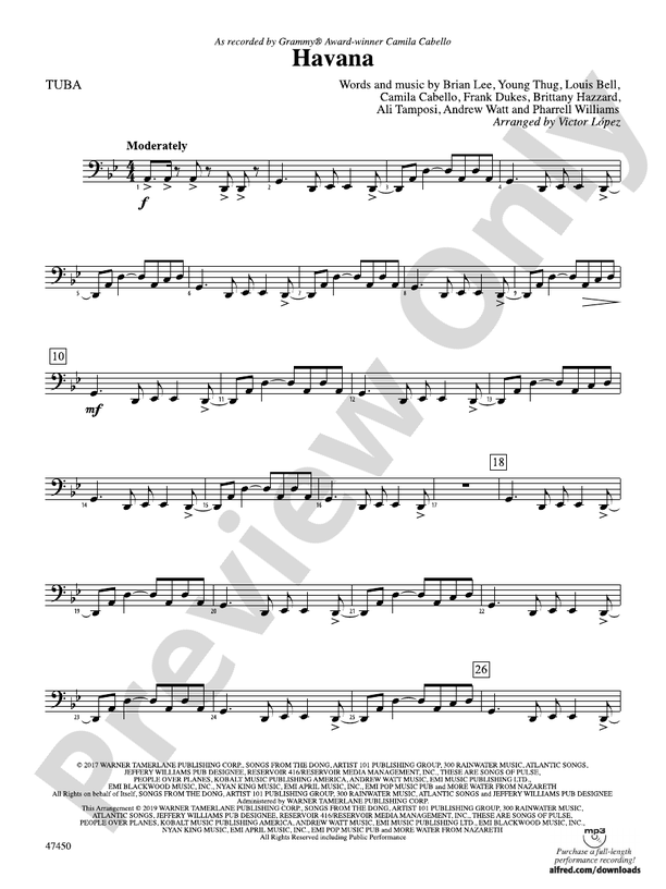 Havana: Tuba: Tuba Part - Digital Sheet Music Download