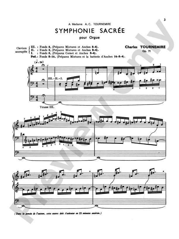 Tournemire Sacred Symphony Sacred Symphony Part Digital Sheet Music