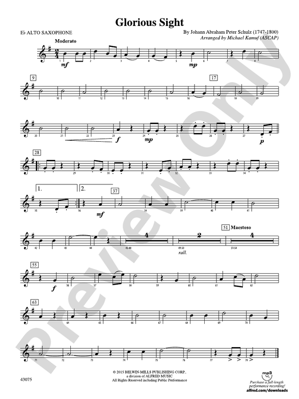 Glorious Sight Eflat Alto Saxophone Eflat Alto Saxophone Part