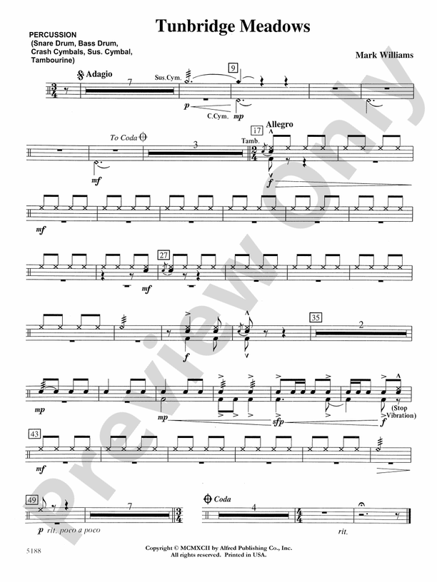 Tunbridge Meadows 1st Percussion 1st Percussion Part Digital Sheet