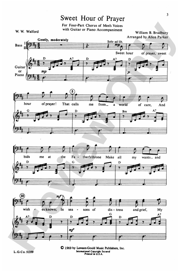 Sweet hour of prayer ttbb choral octavo digital sheet music download