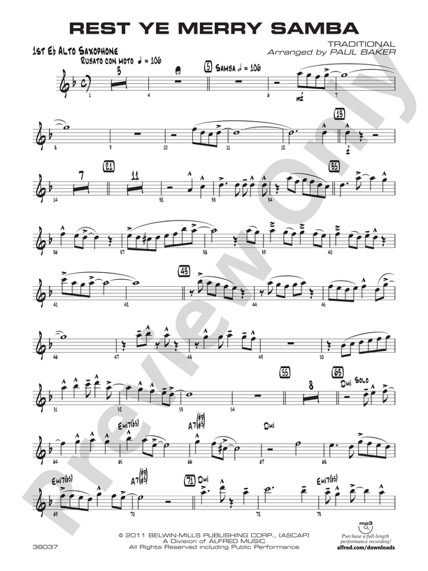 Rest Ye Merry Samba: E-flat Alto Saxophone