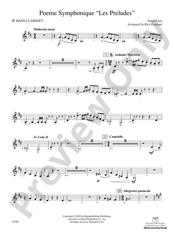 Poeme Symphonique "Les Preludes": B-flat Bass Clarinet