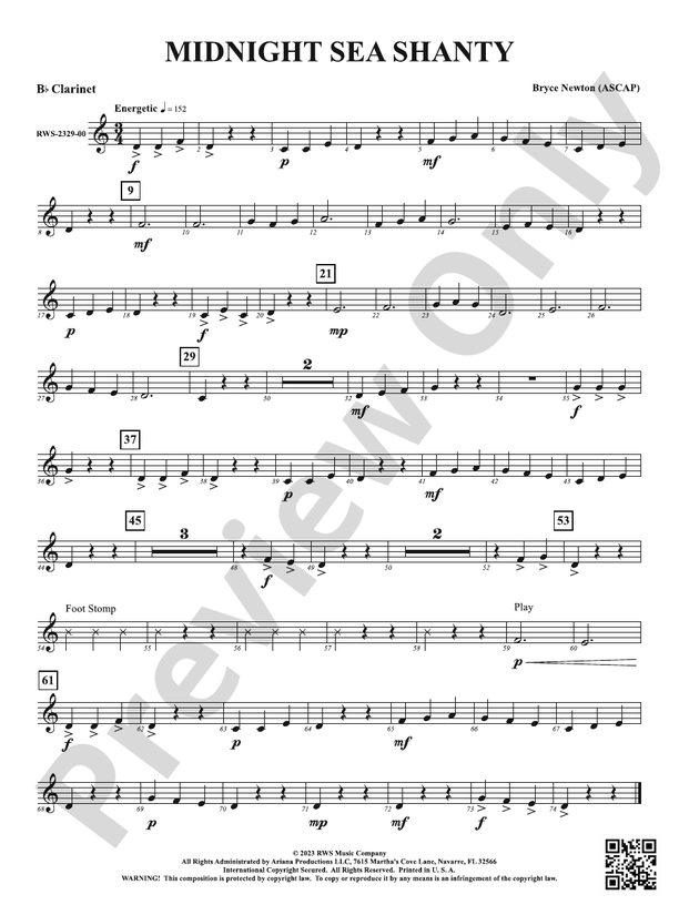 Midnight Sea Shanty: 1st B-flat Clarinet: 1st B-flat Clarinet Part