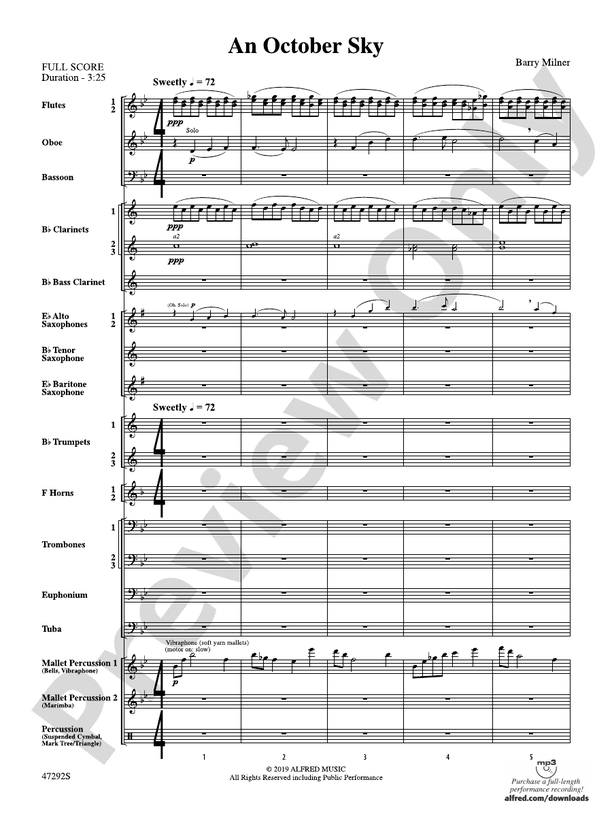 An October Sky: Concert Band Conductor Score &amp; Parts: Barry Milner ...