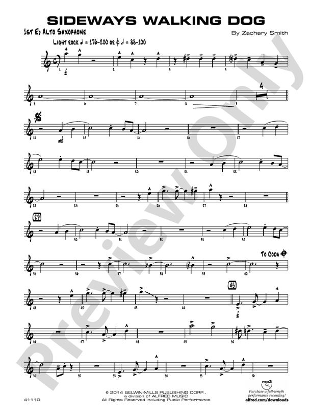 Sideways Walking Dog Eflat Alto Saxophone Eflat Alto Saxophone Part