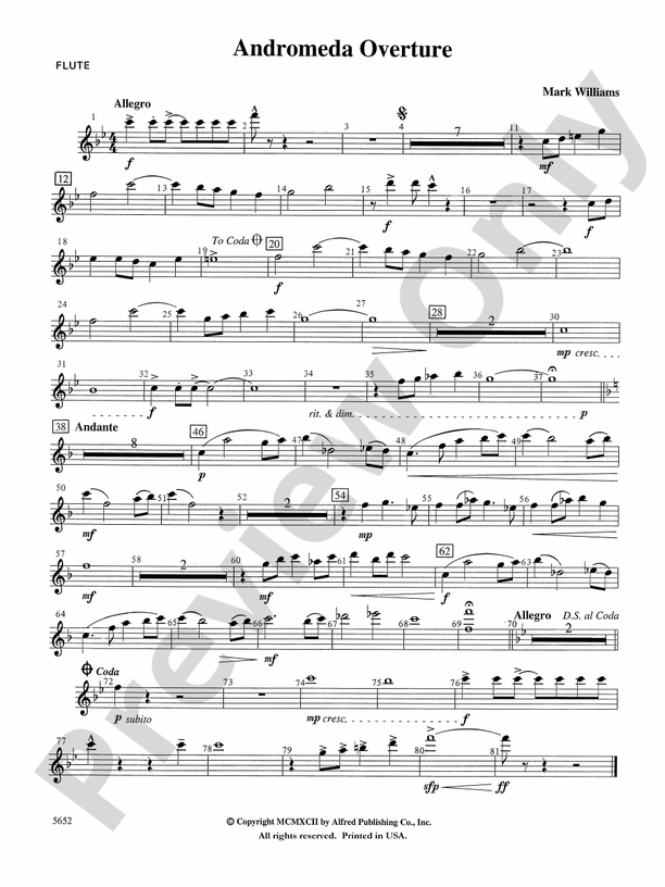 Andromeda Overture: Flute: Flute Part - Digital Sheet Music Download