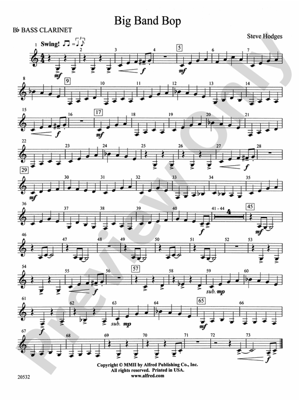 Big Band Bop Bflat Bass Bflat Bass Part Digital Sheet Music Download