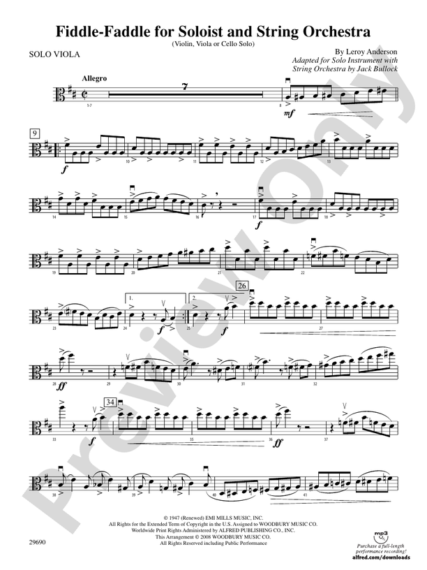 Fiddle-Faddle (for Soloist and String Orchestra): Solo Viola: Solo ...