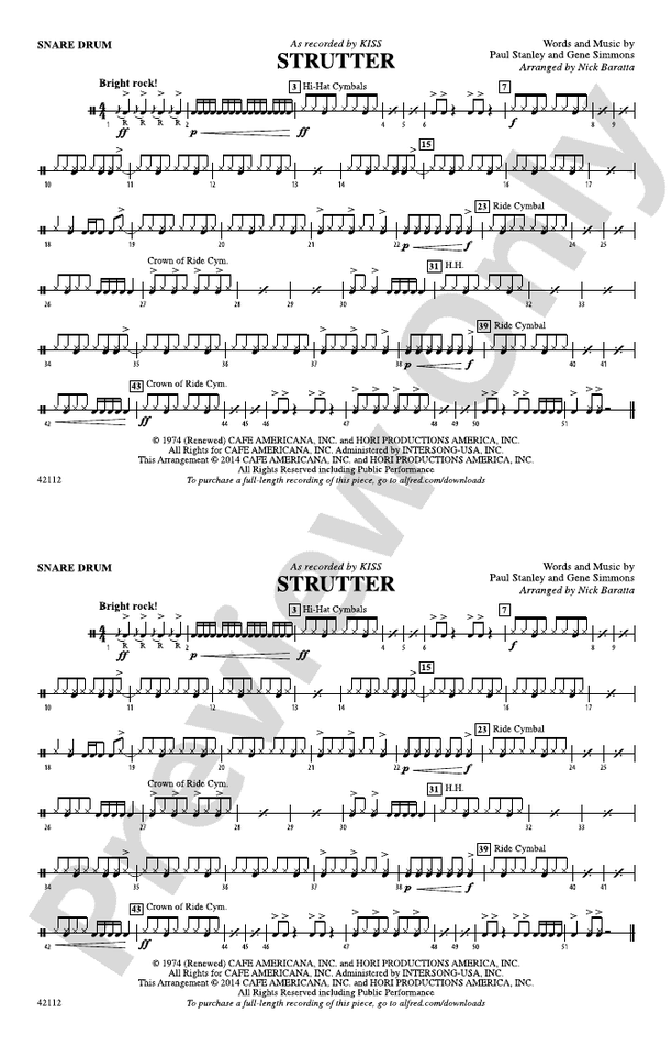 Strutter Snare Drum Snare Drum Part Digital Sheet Music Download