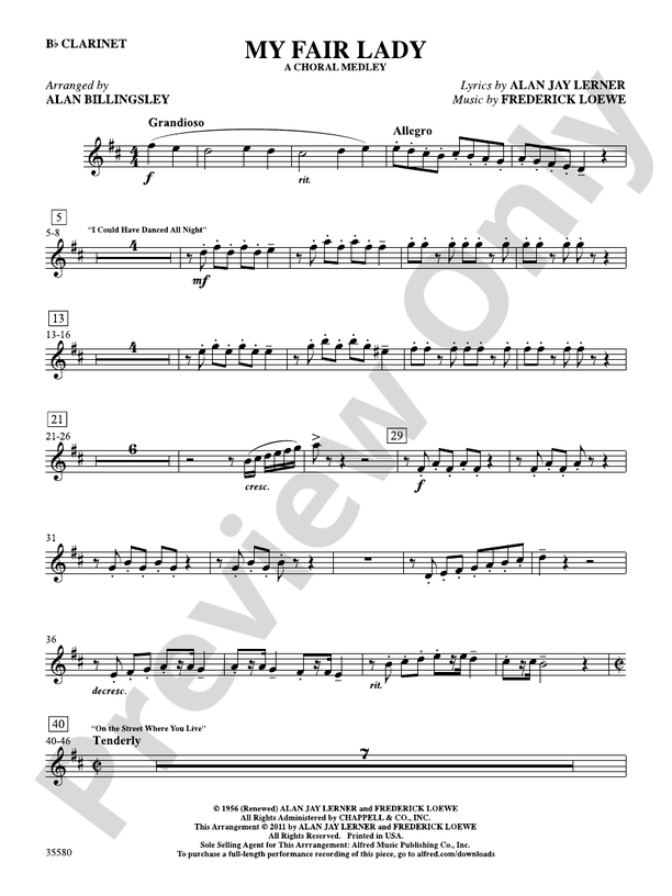 My Fair Lady 1st B Flat Clarinet 1st B Flat Clarinet Part Digital Sheet Music Download 