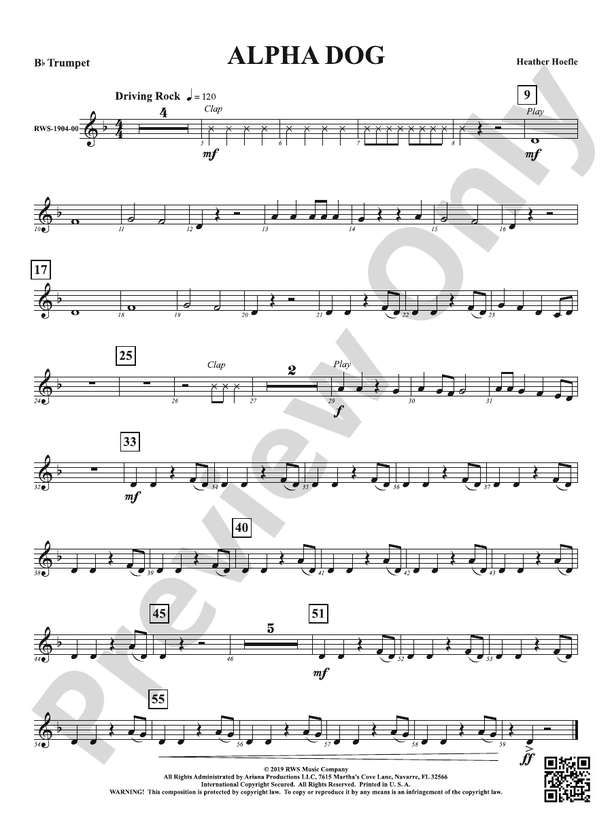 Alpha Dog: B-flat Trumpet: B-flat Trumpet Part: Heather