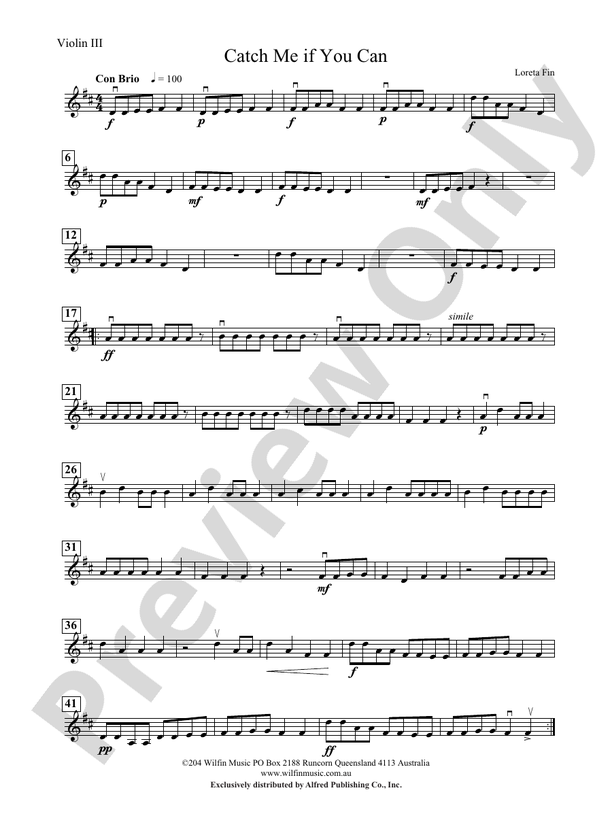 Catch Me If You Can 3rd Violin Viola [tc] 3rd Violin Viola [tc