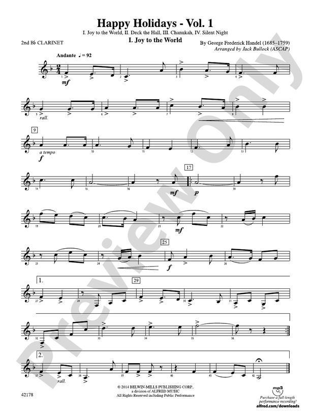 Happy Holidays---Vol. 1: 2nd B-flat Clarinet: 2nd B-flat Clarinet Part ...
