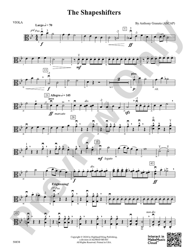 The Shapeshifters: Viola: Viola Part - Digital Sheet Music Download