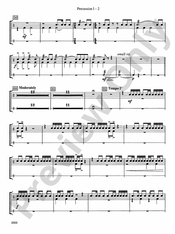 Spoon River Variations 1st Percussion 1st Percussion Part Digital