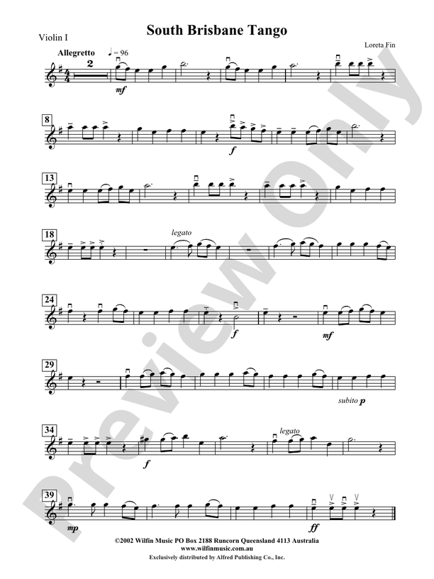 South Brisbane Tango 1st Violin 1st Violin Part Digital Sheet Music Download