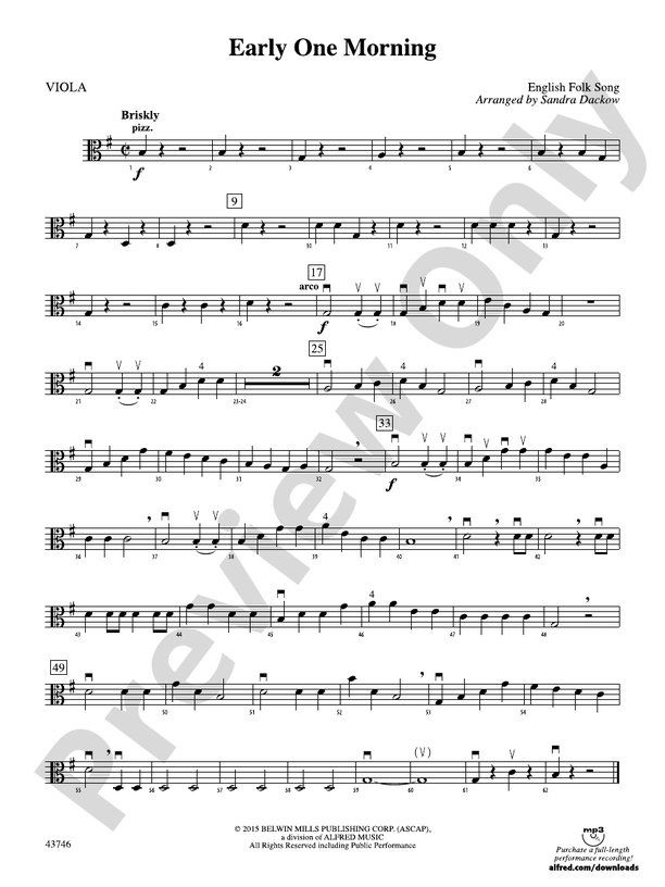 Early One Morning: Viola: Viola Part - Digital Sheet Music