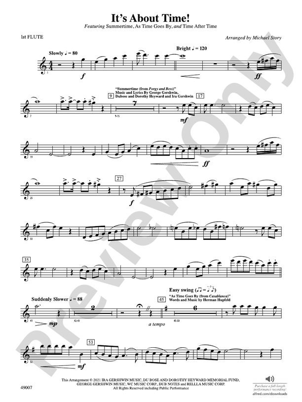 It's About Time Flute Flute Part Digital Sheet Music Download