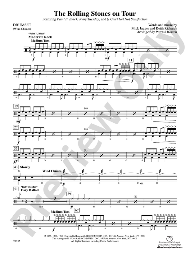 The Rolling Stones on Tour Drums Drums Part Digital Sheet Music
