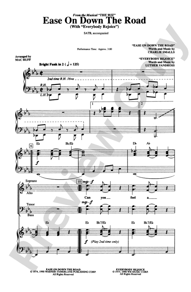 Ease on Down the Road: SATB Choral Octavo - Digital Sheet Music Download