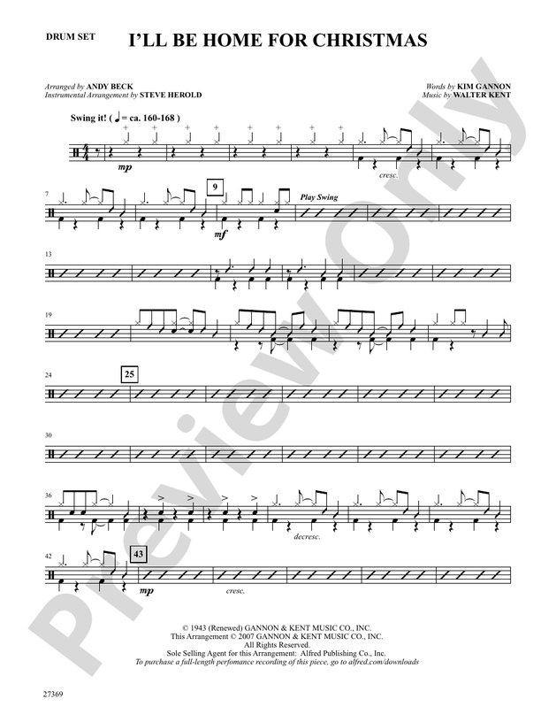 I'll Be Home for Christmas: Drums
