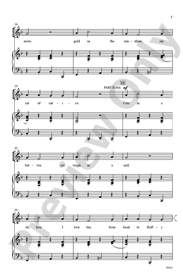 Calico Cat 2Part Choral Octavo Andy Beck Digital Sheet Music Download