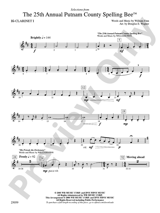 The 25th Annual Putnam County Spelling Bee,™ Selections from 1st B