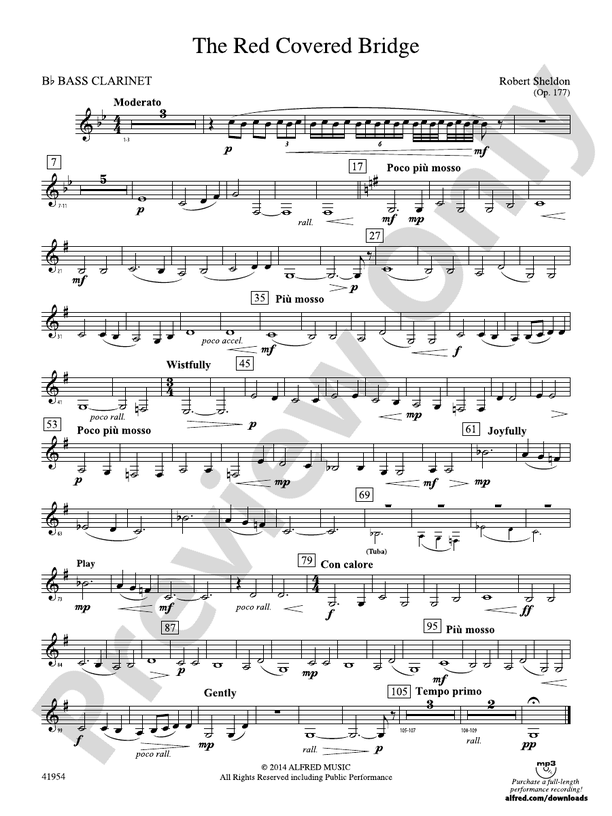 The Red Covered Bridge Bflat Bass Bflat Bass Part Digital Sheet Music