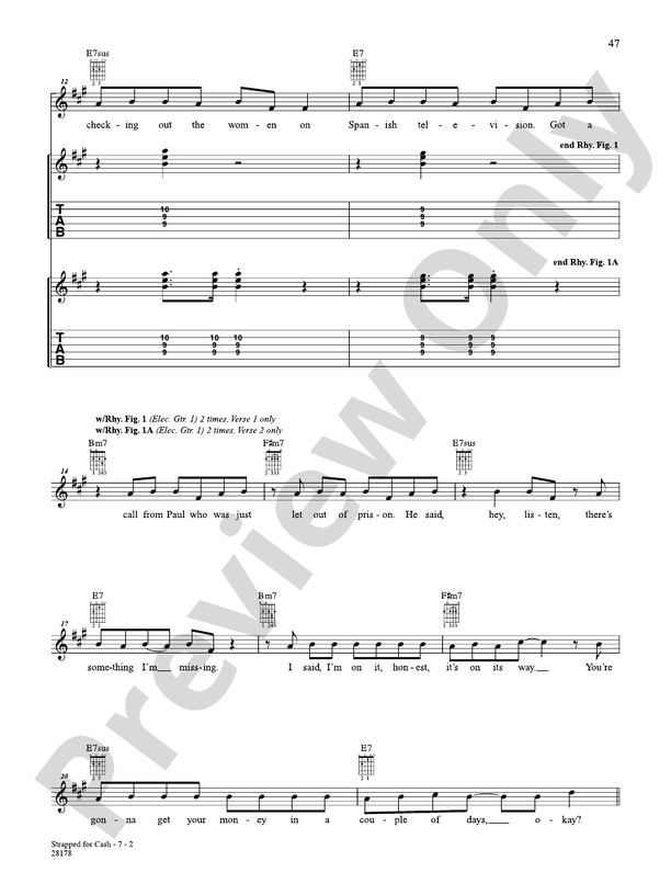 Strapped For Cash Guitar Fountains of Wayne Digital Sheet Music