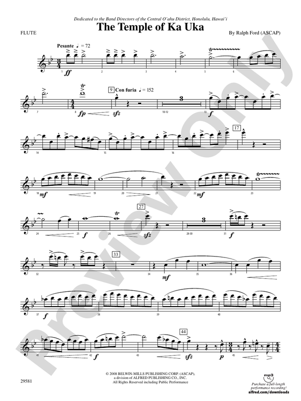 The Temple of Ka Uka Flute Flute Part Digital Sheet Music Download