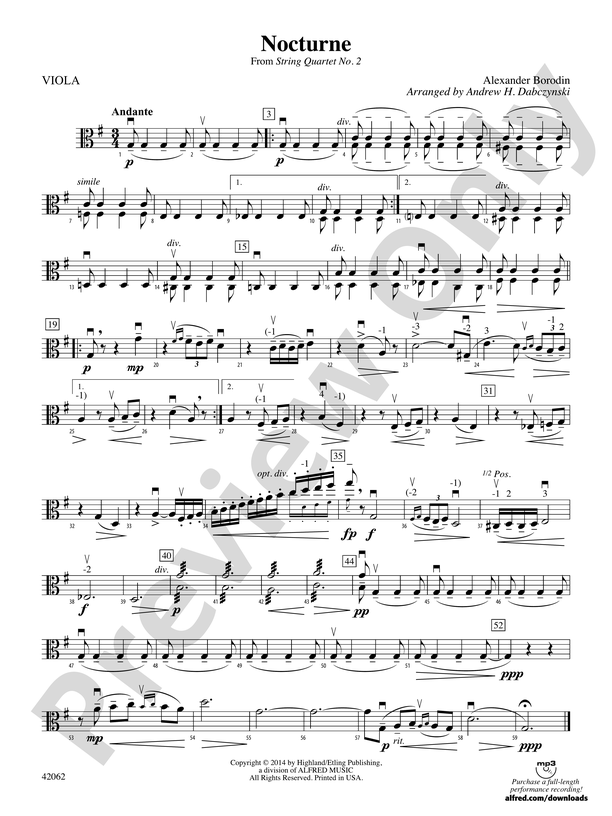Nocturne (from String Quartet No. 2): Viola
