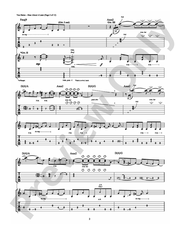 Hear About It Later: Guitar TAB: Van Halen - Digital Sheet